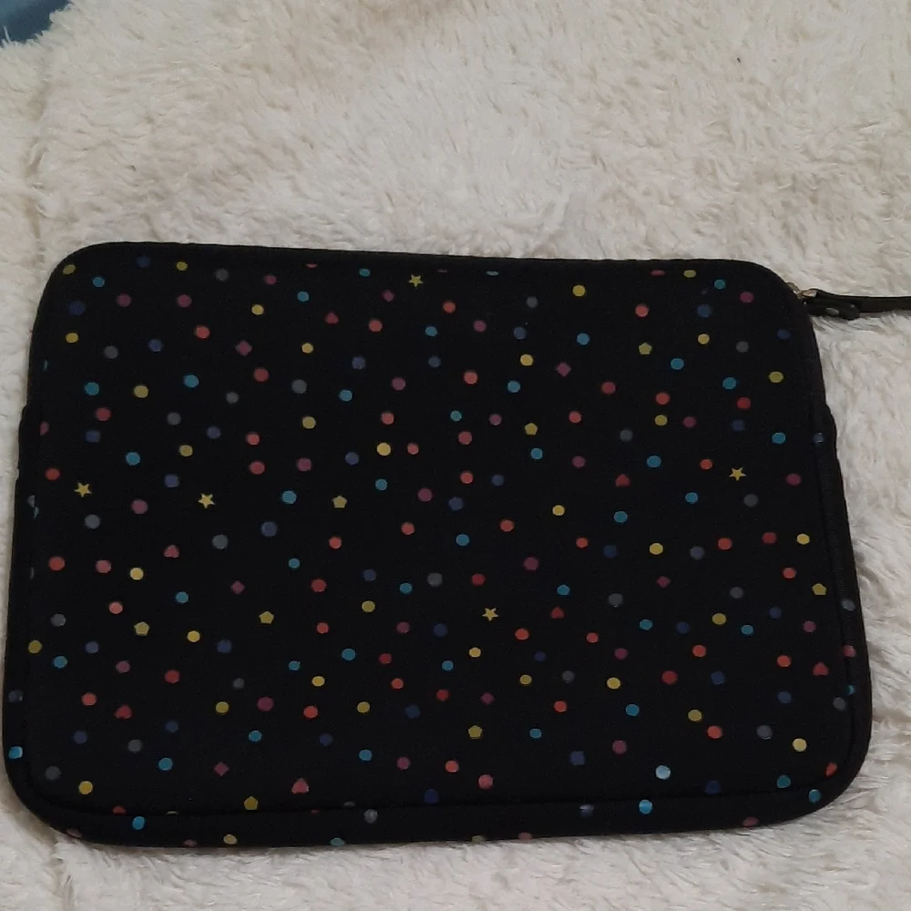 Kate Spade Black Tablet Sleeve with Polka Dot Design